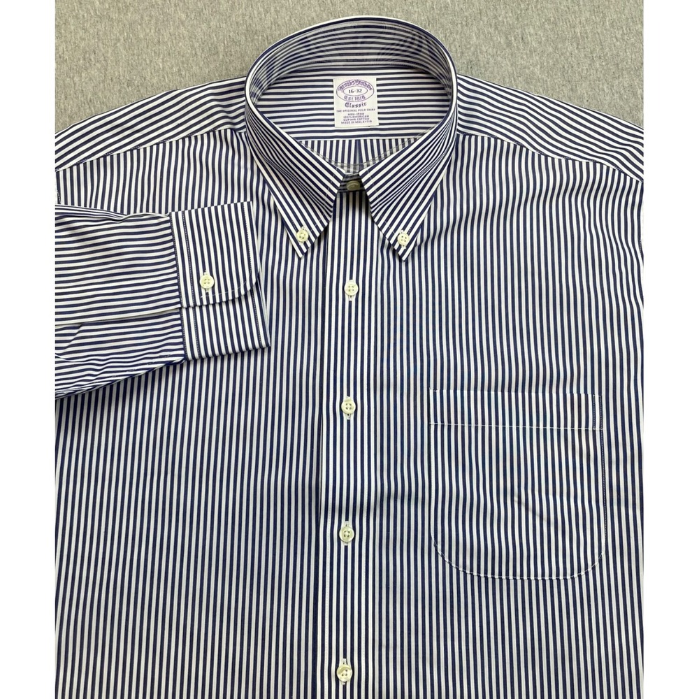 Brooks Brothers Shirt Mens 16 - 32 Bengal Stripe 100% Supima Cotton Button Down